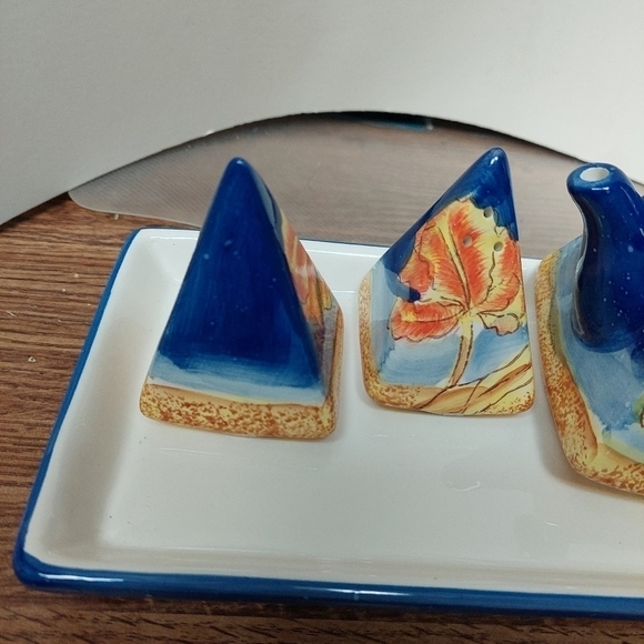 Vintage 90s Hi-Lux Japan Hand-painted Triangular Floral Teapot & Accessories - Picture 11 of 16